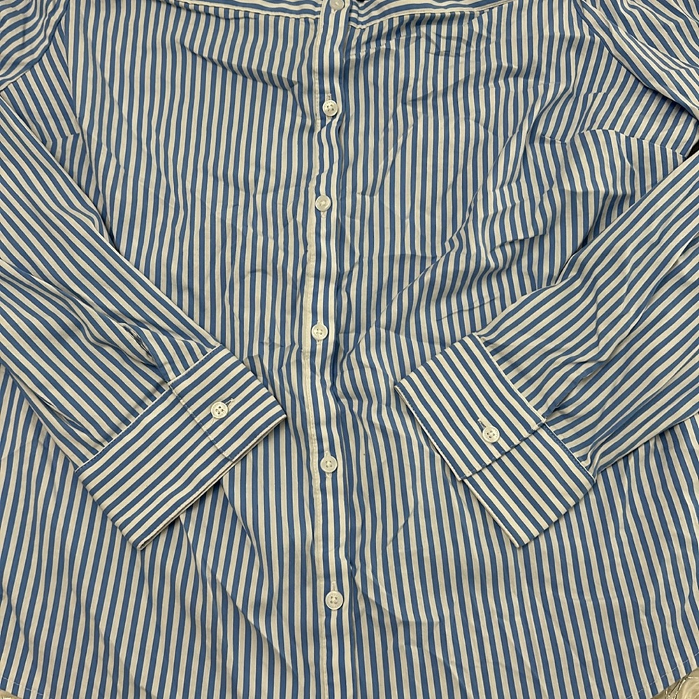 Express Off The Shoulder Button Down Stripes - image 4